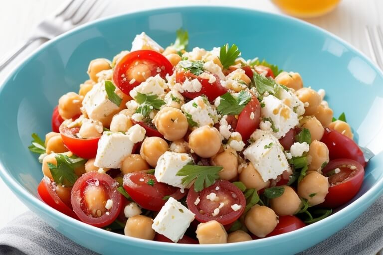 10. Mediterranean chickpea salad with feta cheese