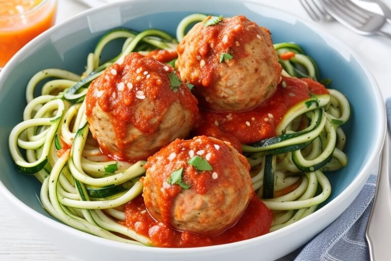 4. Turkey meatballs with zucchini noodles and marinara sauce