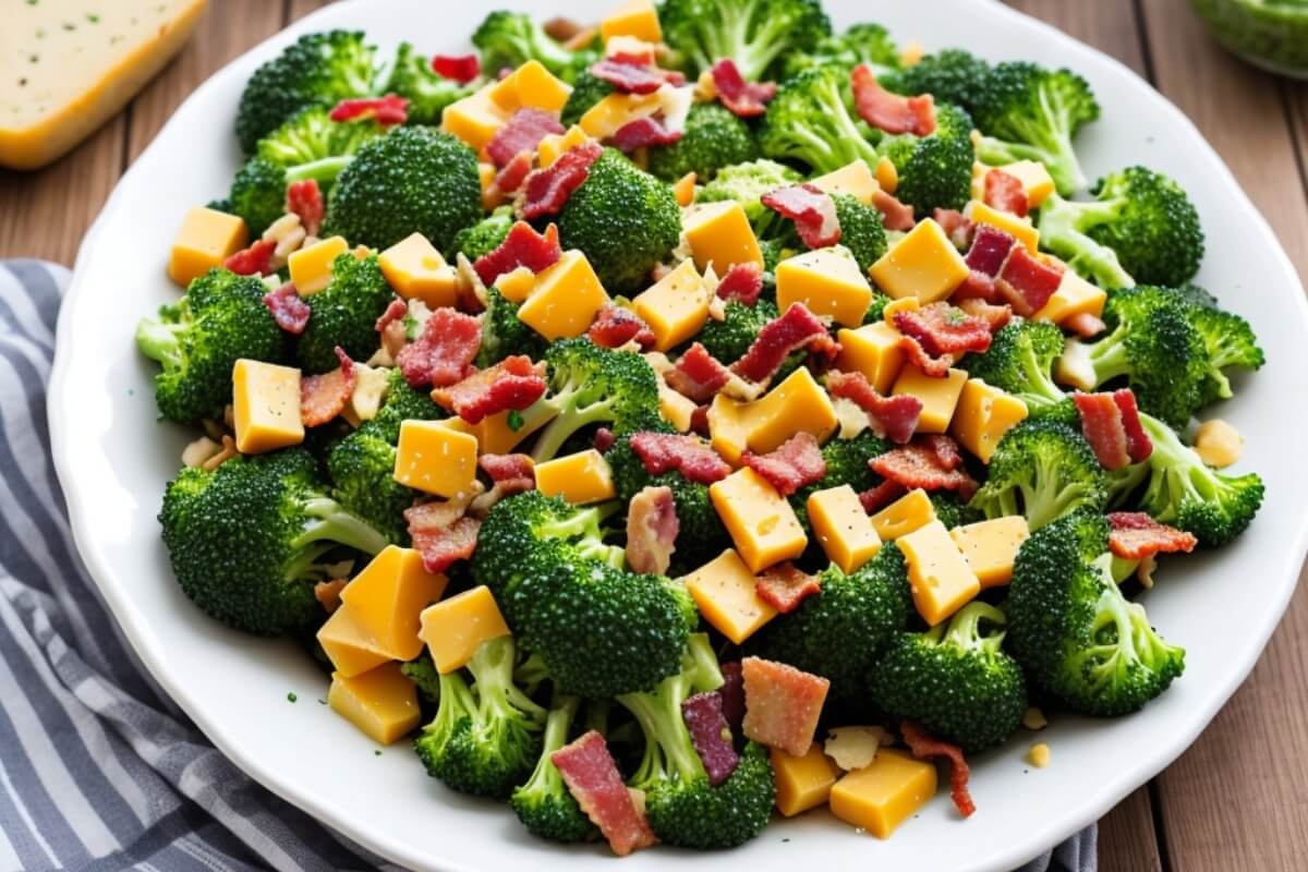 Broccoli and Bacon Salad with Cheddar Cheese