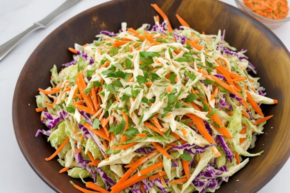 Cabbage and Carrot Slaw with Creamy Coleslaw Dressing