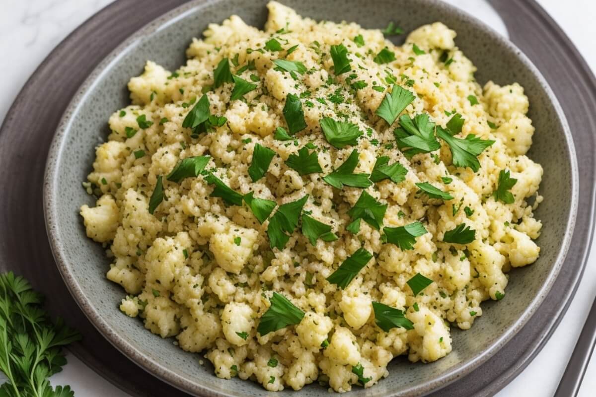 Cauliflower Rice with Garlic and Herbs