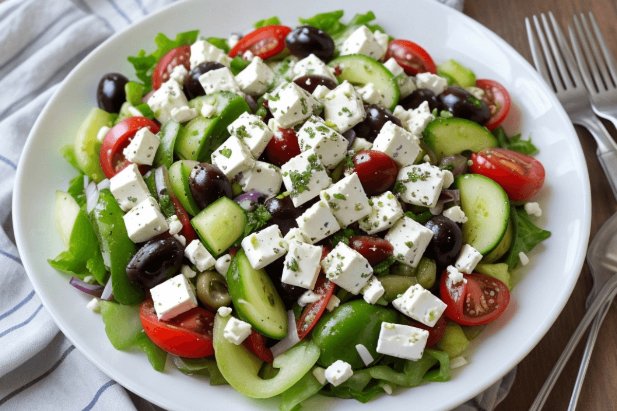 Greek Salad with Feta Cheese and Olives