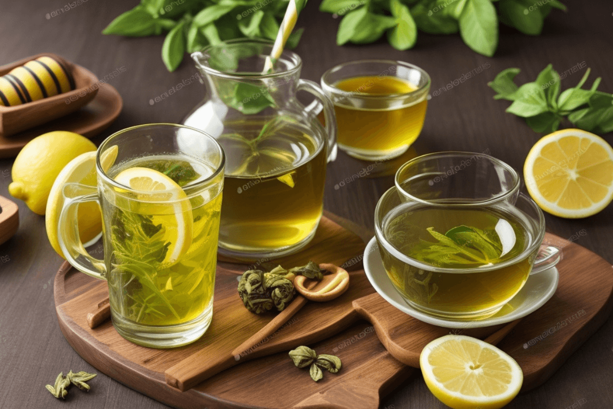 Green tea with lemon and honey