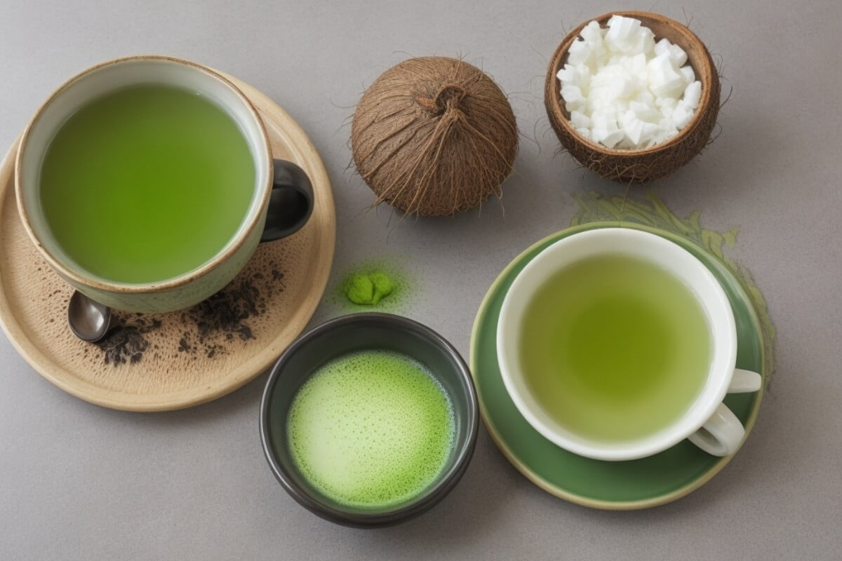 Green tea with matcha and coconut milk