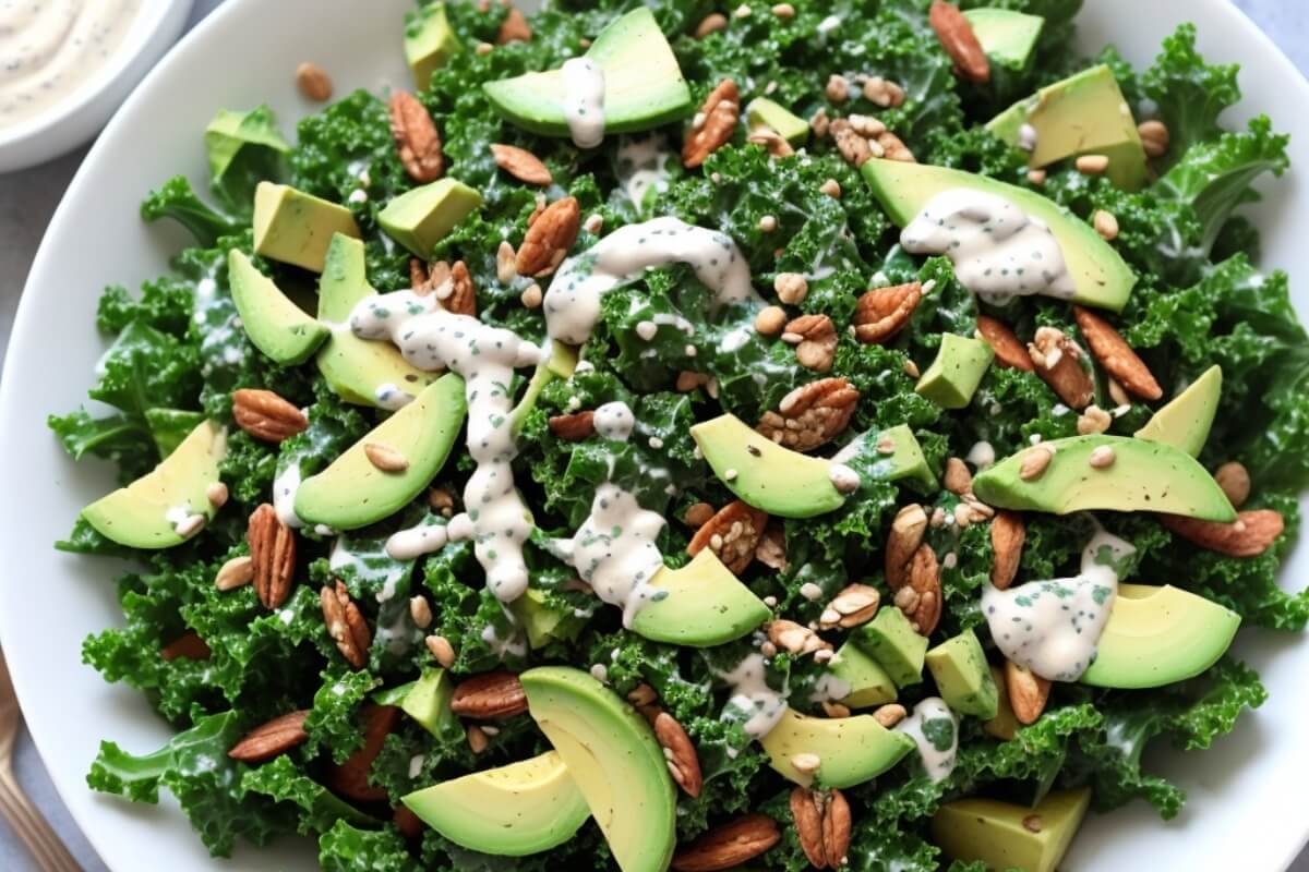 Kale and Avocado Salad with Creamy Tahini Dressing