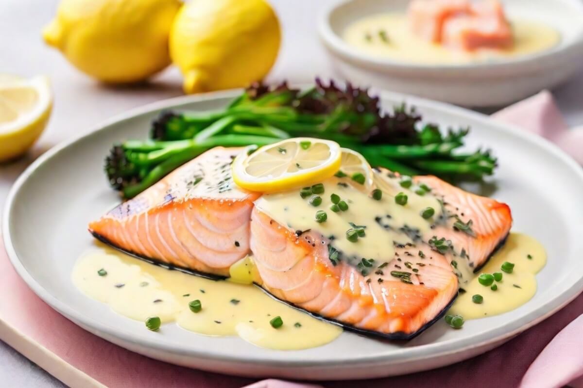 Keto Diet Recipe Salmon with Lemon Butter Sauce