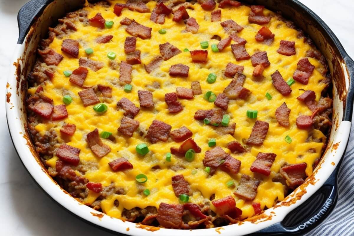 Keto bacon cheeseburger casserole