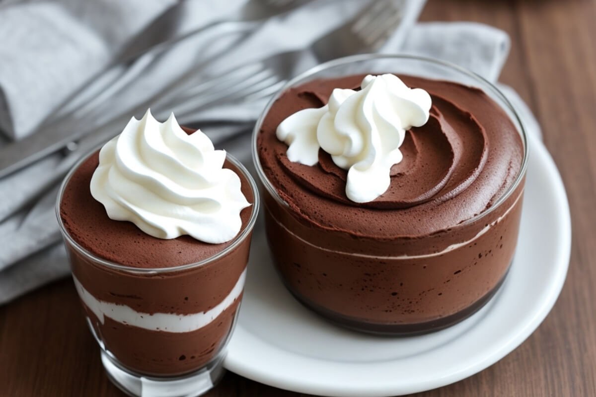 Keto chocolate mousse with whipped cream