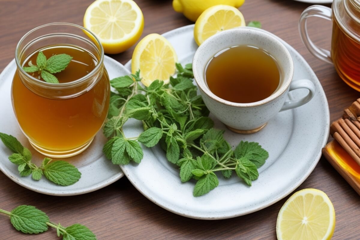 Lemon balm tea with honey and lemon