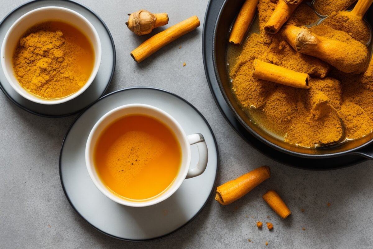 Turmeric tea with ginger and black pepper