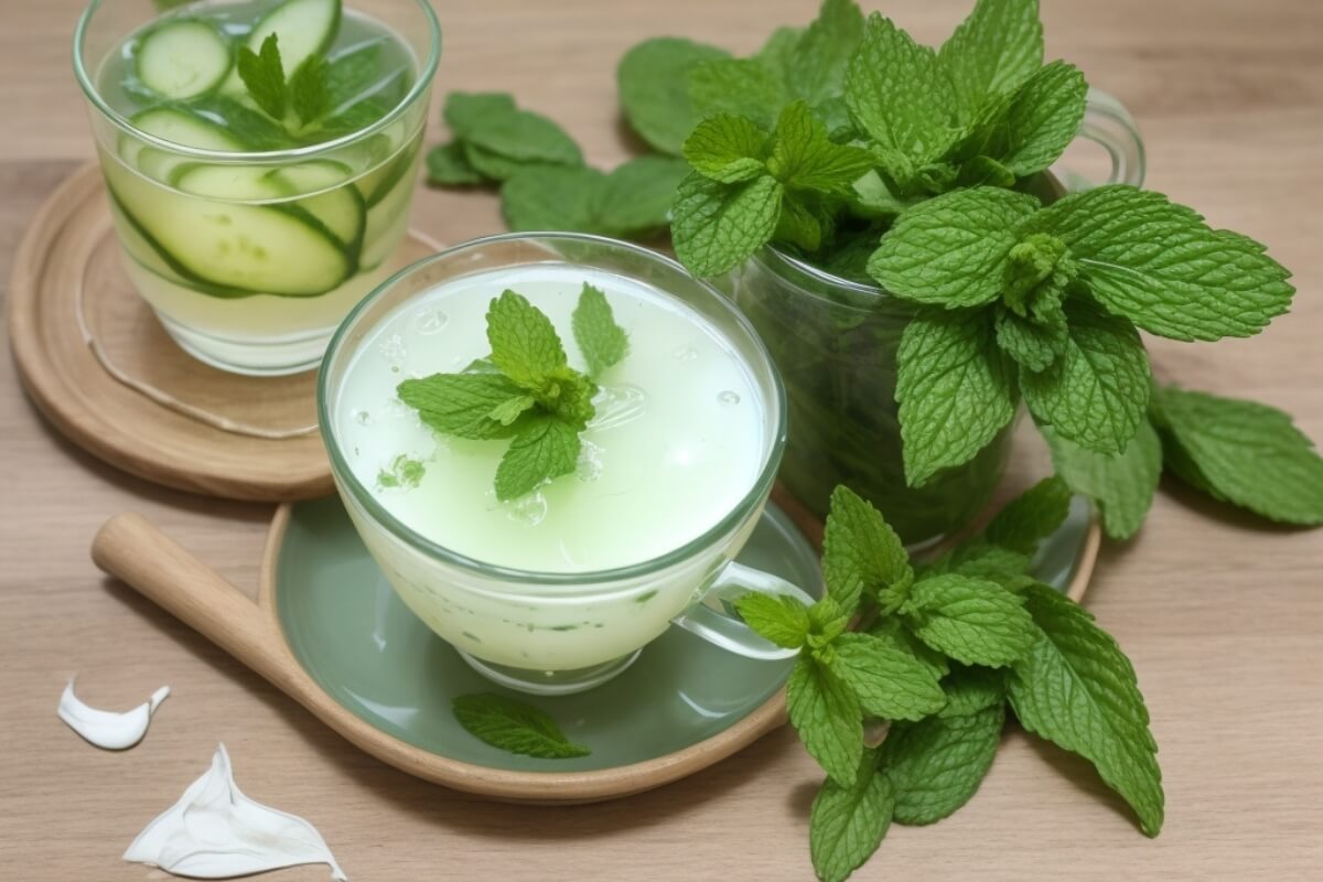 White tea with mint and cucumber