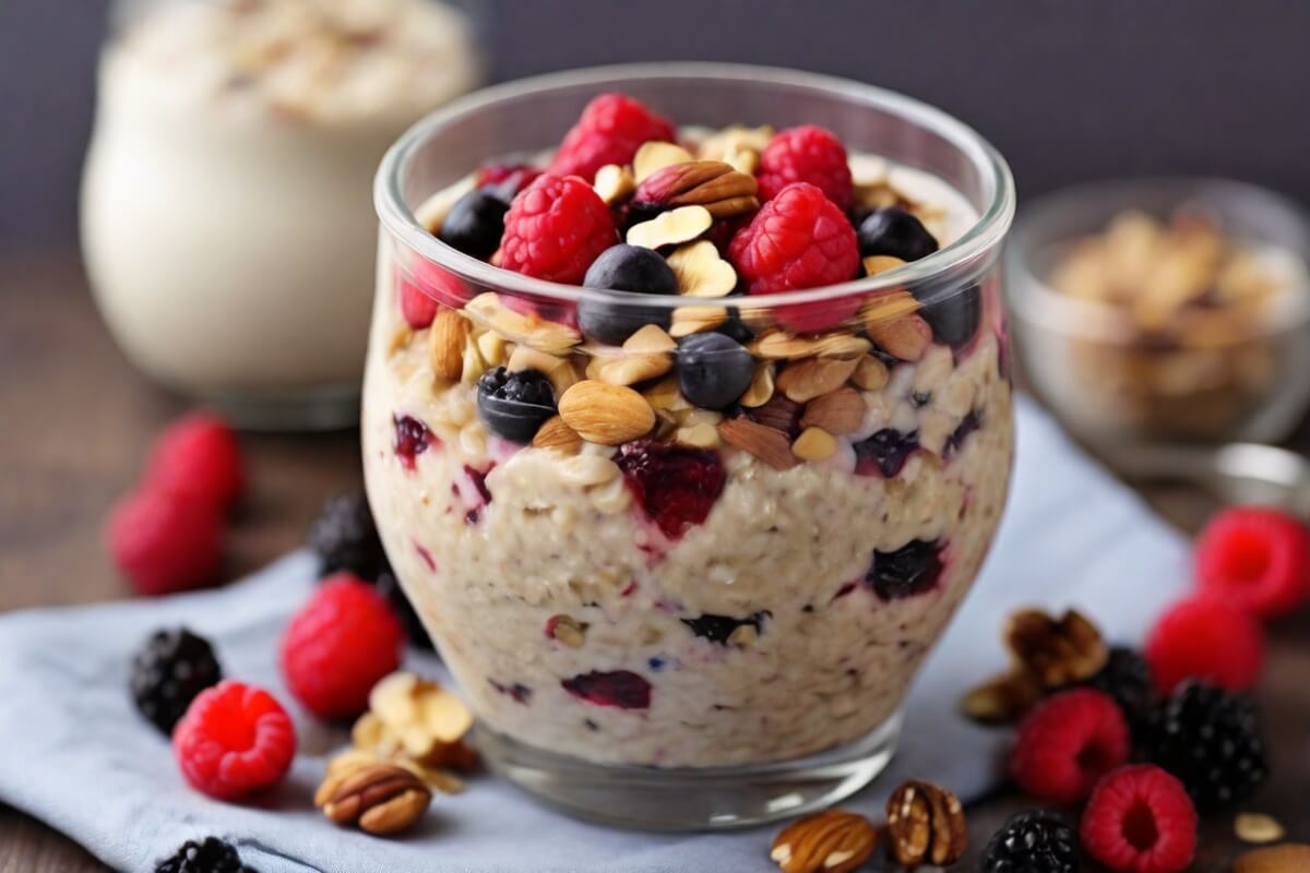 1. Overnight Oatmeal with Berries and Nuts