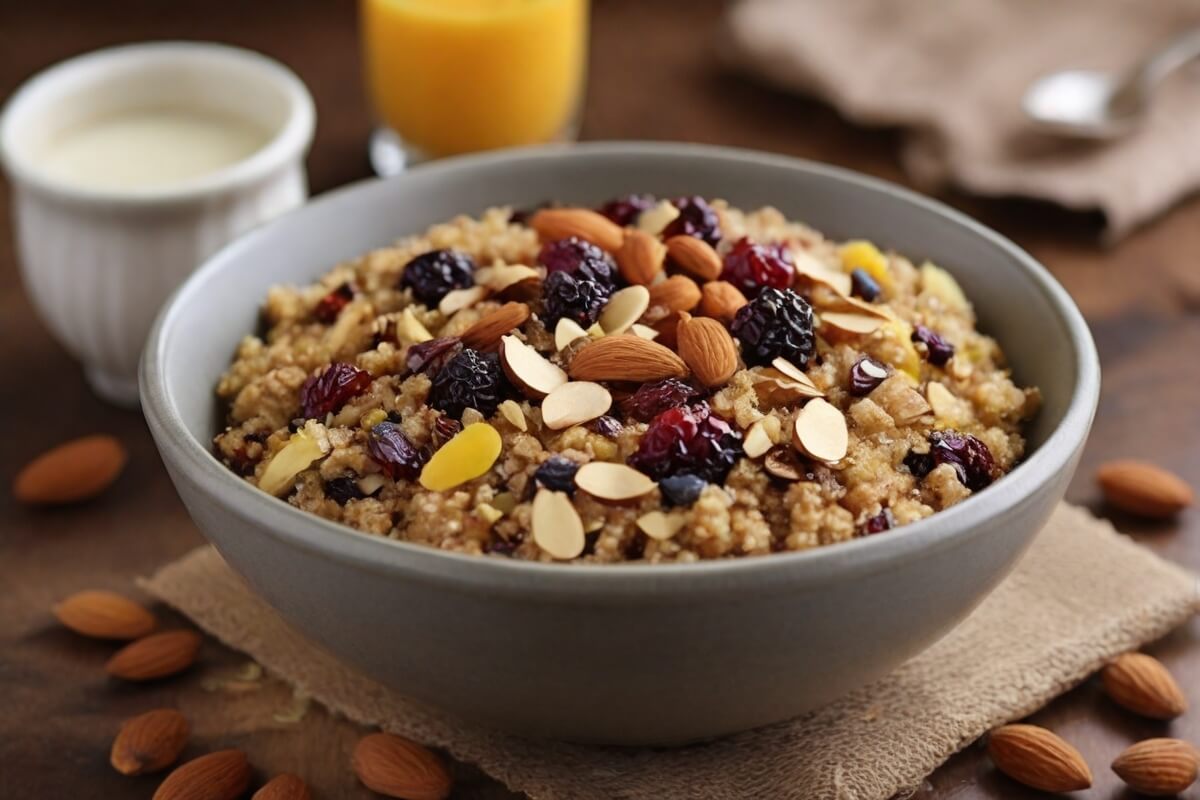 11. Breakfast Quinoa with Almonds and Dried Fruits