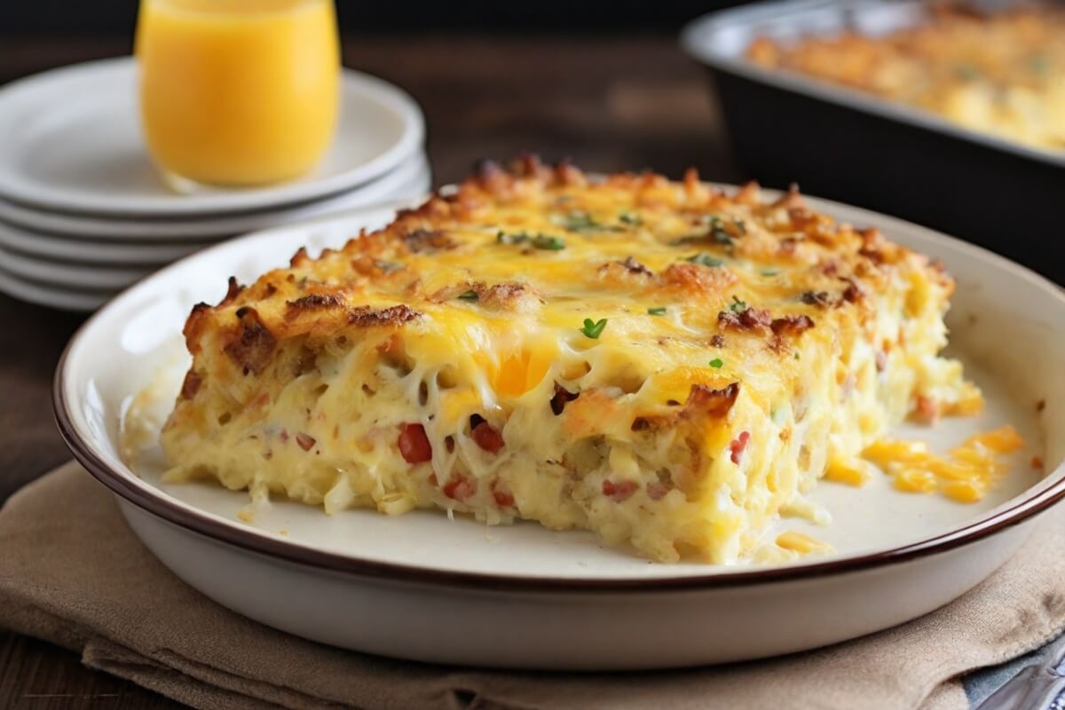 18. Breakfast Casserole with Hash Browns, Eggs, and Cheese