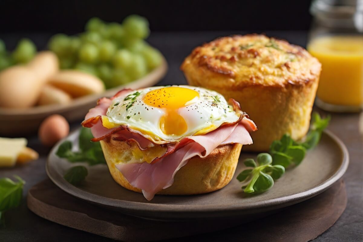 19. Breakfast Muffin with Egg, Ham, and Cheese