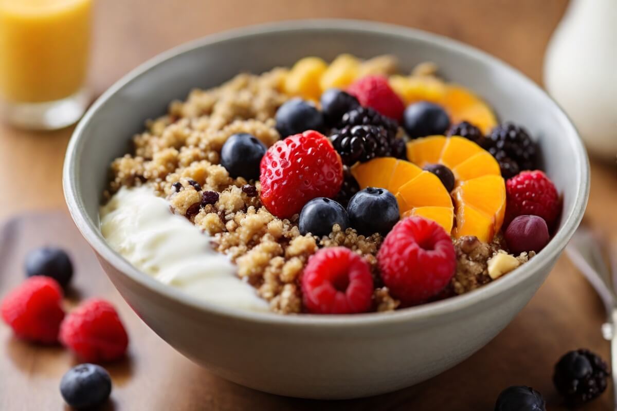 20. Breakfast Bowl with Quinoa, Yogurt, and Fruit