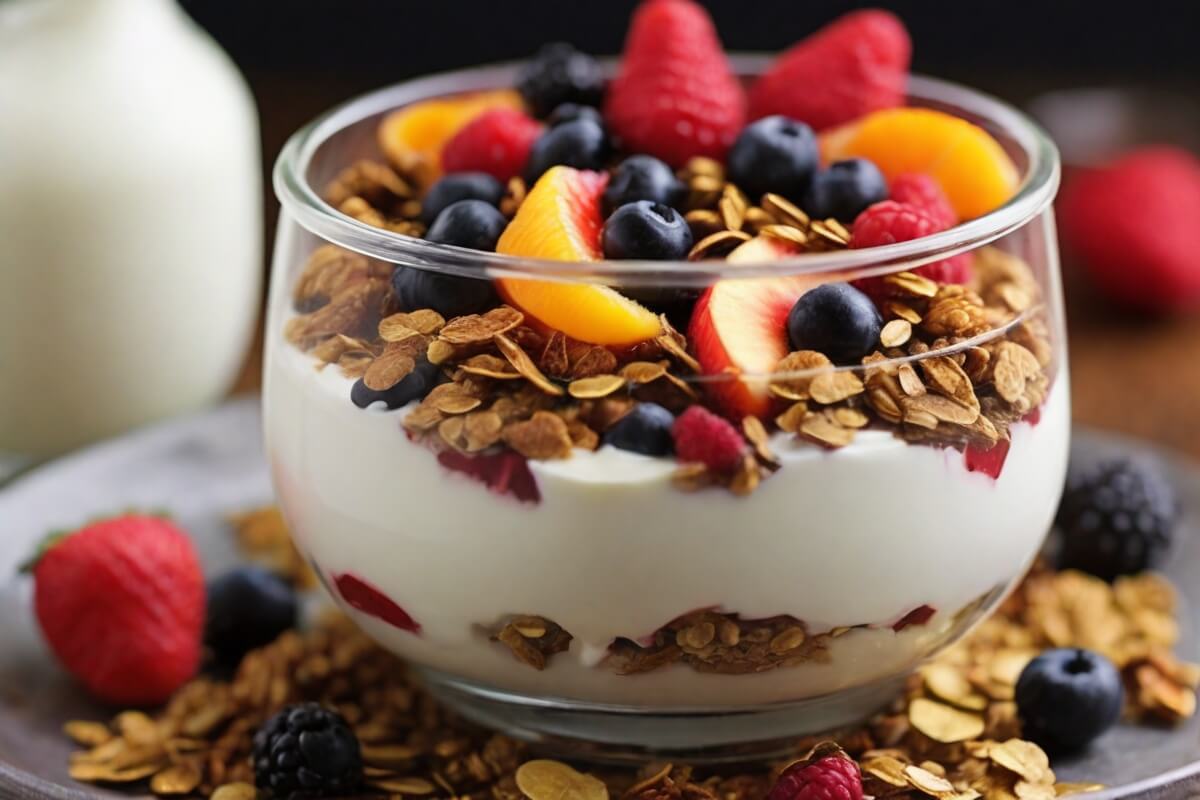 24. Breakfast Granola with Yogurt and Fruit