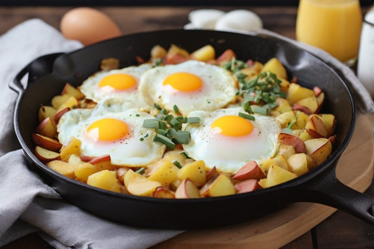 27. Breakfast Skillet with Potatoes, Eggs, and Cheese