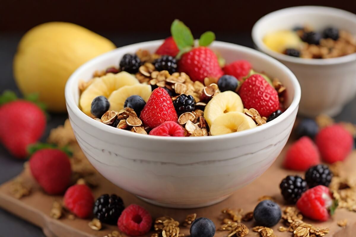 28. Breakfast Fruit Salad with Yogurt and Granola