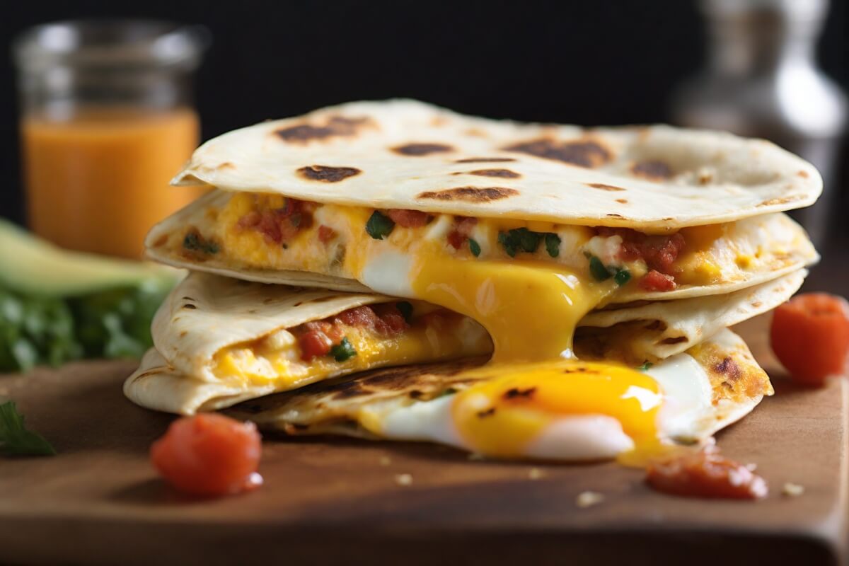 29. Breakfast Quesadilla with Egg, Cheese, and Salsa