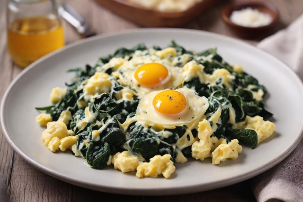 3. Scrambled Eggs with Spinach and Cheese