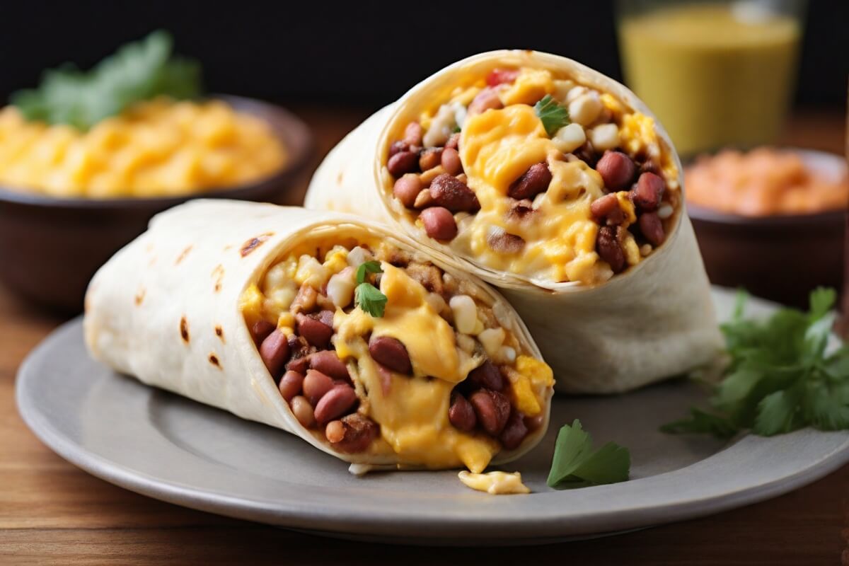 7. Breakfast Burrito with Beans and Cheese