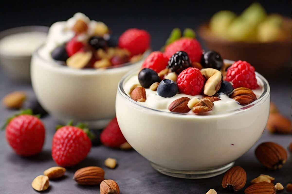 Greek yogurt with fruits and nuts