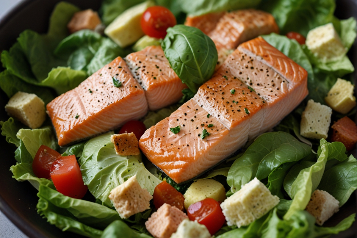 Salmon Caesar Salad Clean Eating Recipes
